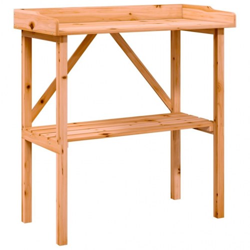Plantebord i massivt grantræ med hylde 78×38×82,5 cm - brun