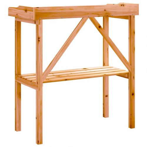 Plantebord i massivt grantræ med hylde 78×38×82,5 cm - brun