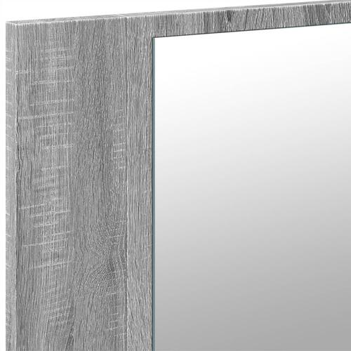 Skab med spejl og LED-lys 90x12x45 cm akryl grå sonoma-eg
