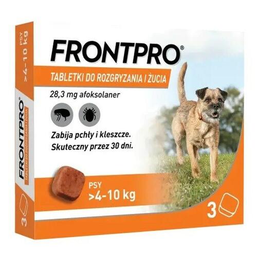 Tablets FRONTPRO 612471 15 g 3 x 28,3 mg Velegnet til hunde på op til max. >4-10 kg