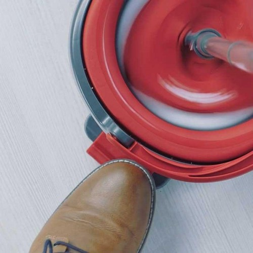 Vileda moppe med spand - sort/rød, mikrofiber