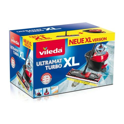 Gulvmoppe med spand Vileda Ultramat Turbo XL Sort Rød Mikrofiber