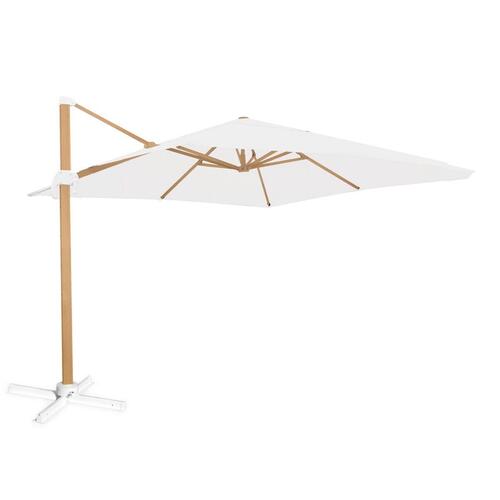 Parasol Tiber Hvid Aluminium Teak 300 x 400 x 250 cm