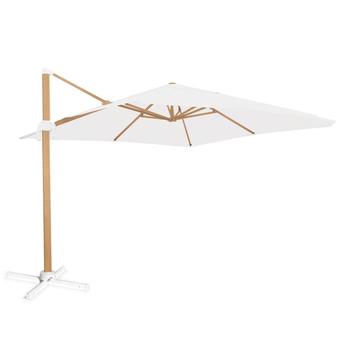 Parasol Tiber Hvid Aluminium Teak 300 x 400 x 250 cm