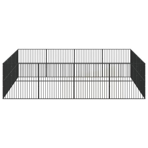 Hundegård 16 paneler galvaniseret stål sort