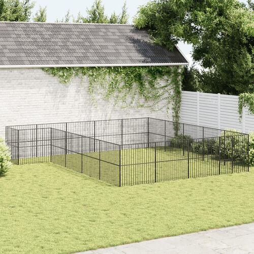 Hundegård 20 paneler galvaniseret stål sort
