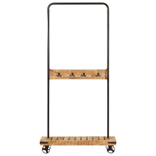 Tøjstativ med hjul 90x35x190 cm massivt mangotræ og jern