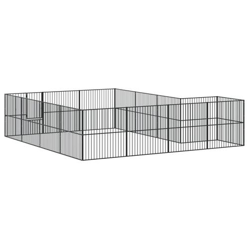 Hundegård 16 paneler galvaniseret stål sort