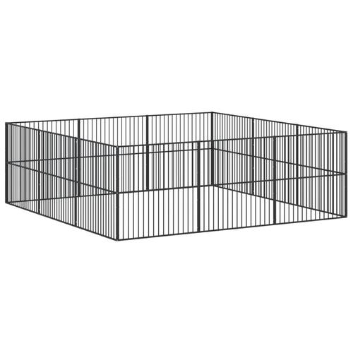Hundegård 12 paneler galvaniseret stål sort