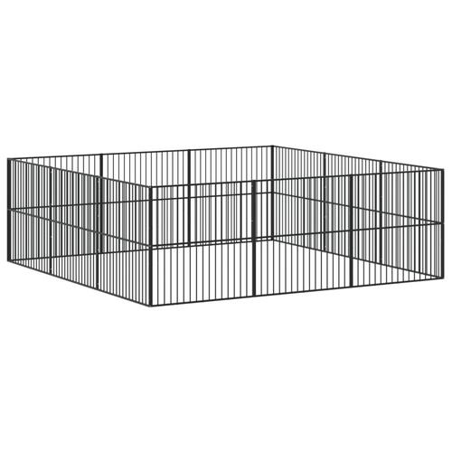 Hundegård 12 paneler galvaniseret stål sort