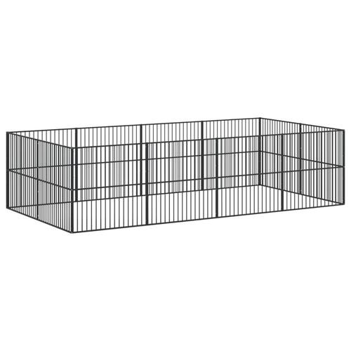 Hundegård 12 paneler galvaniseret stål sort