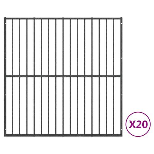 Hundegård 20 paneler galvaniseret stål sort