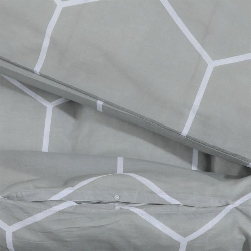 Sengetøj sæt 140x200 cm - 100 % bomuld, grå med geometrisk mønster