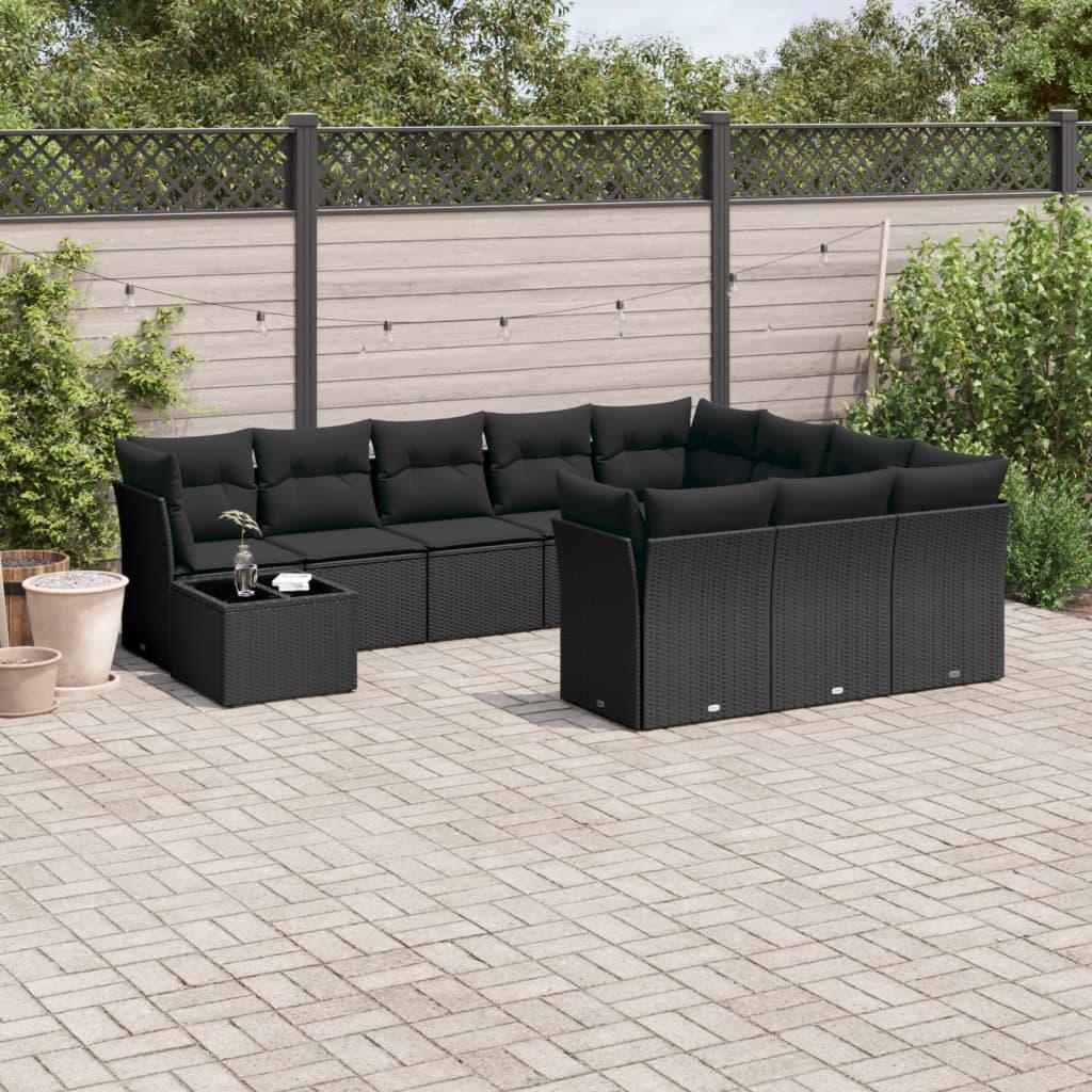 Sofasæt Til Haven 11 Dele Med Hynder Polyrattan Beige - Sort