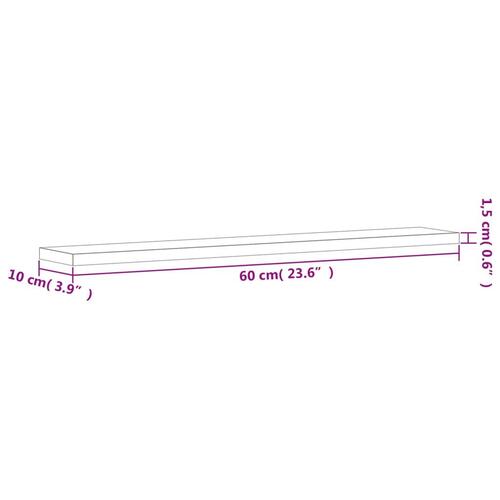 Væghylder 4 stk. 60x10x1,5 cm konstrueret træ røget egetræ