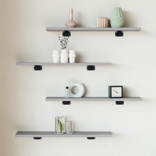 Væghylder 4 stk. 60×10×1,5 cm i konstrueret træ - grå sonoma-eg