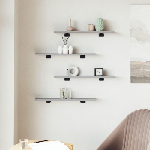 Væghylder 4 stk. 60×10×1,5 cm i konstrueret træ - grå sonoma-eg