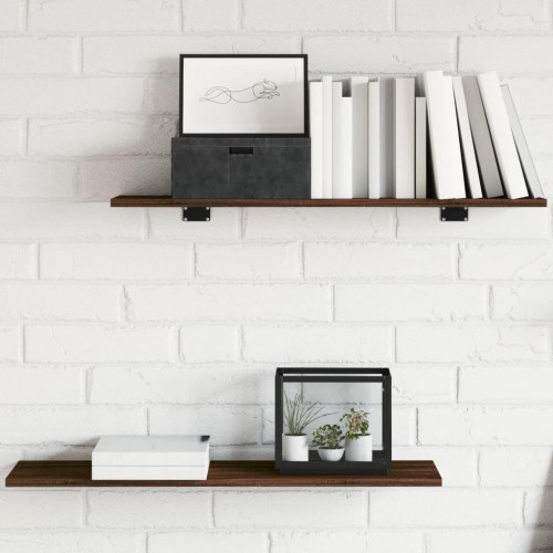 Væghylder 4 stk. 80x20x1,5 cm konstrueret træ brunt egetræ