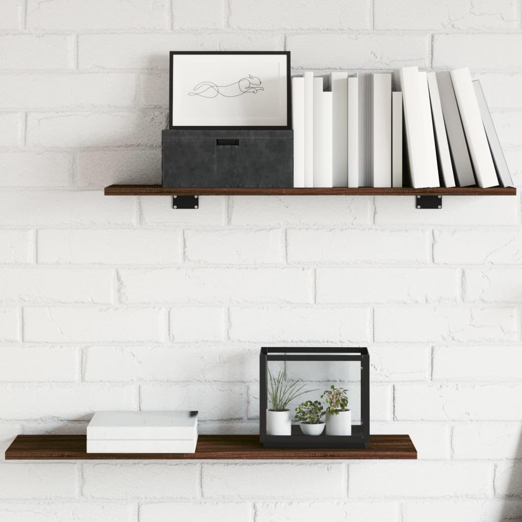 Væghylder 4 stk. 80x20x1,5 cm konstrueret træ brunt egetræ