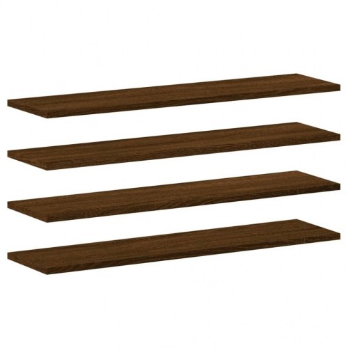 Væghylder 4 stk. 80x20x1,5 cm konstrueret træ brunt egetræ