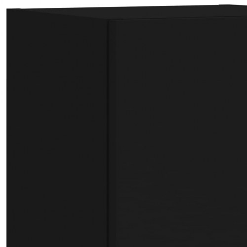 Væghængt tv-møbel 8 dele med LED-lys sort