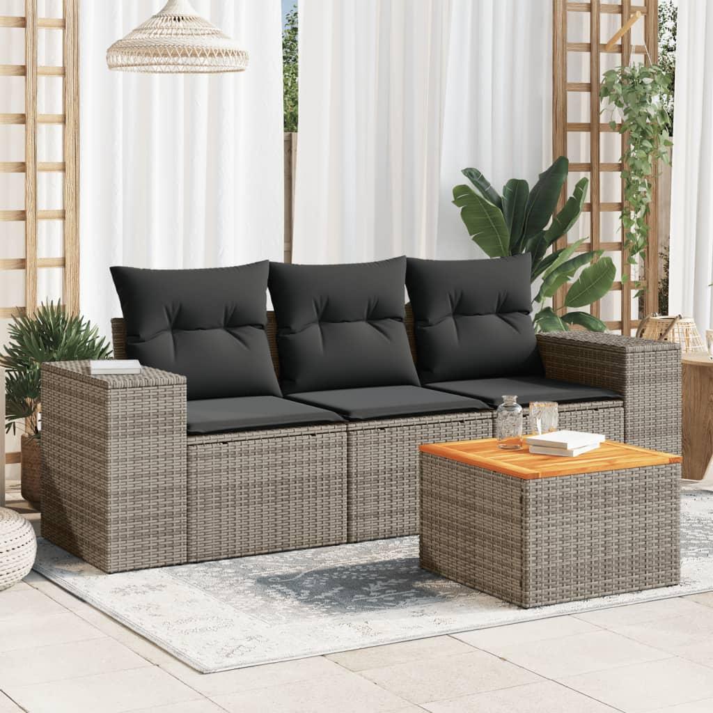 Sofasæt Til Haven 4 Dele Med Hynder Polyrattan - Grå