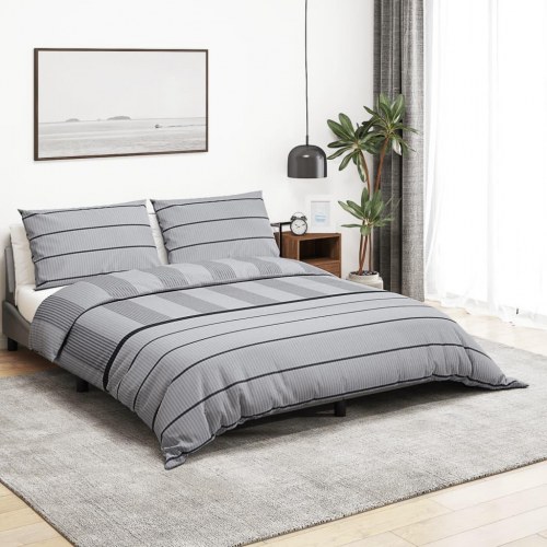 Sengetøj 155 × 220 cm - bomuld, grå striber