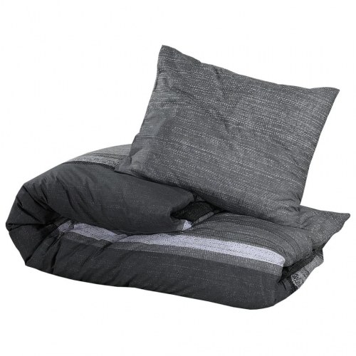 Sengetøjssæt 140 x 200 cm - 100 % bomuld, mørkegrå