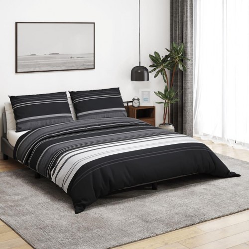 Sengetøj 240×220 cm - bomuld, sort og hvid