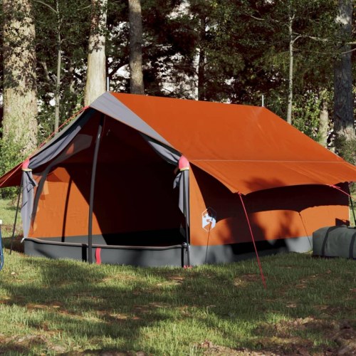2-personers campingtelt - vandafvisende A-stel, grå/orange