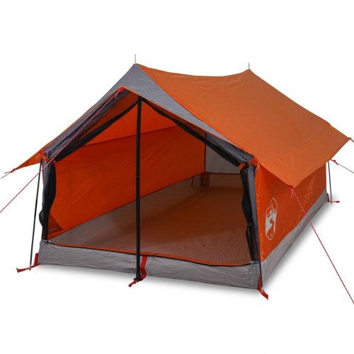 2-personers campingtelt - vandafvisende A-stel, grå/orange
