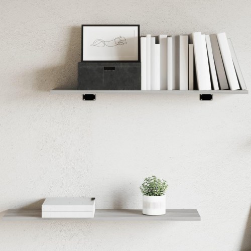 Væghylder 4 stk. 80×20×1,5 cm - konstrueret træ, grå sonoma-eg