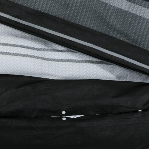 Sengetøjssæt 140×200 cm - bomuld, sort/hvid, skjult knaplukning
