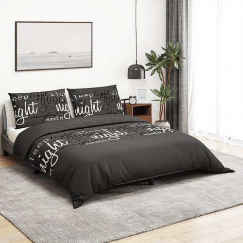 Sengetøjssæt 140×200 cm - 100 % bomuld, sort