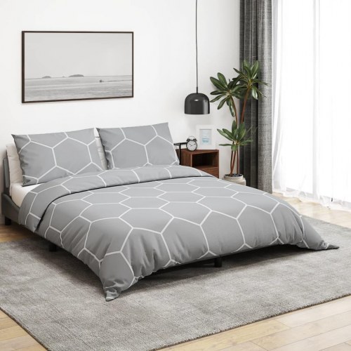 Sengetøjssæt 200 x 200 cm - 100 % bomuld, grå