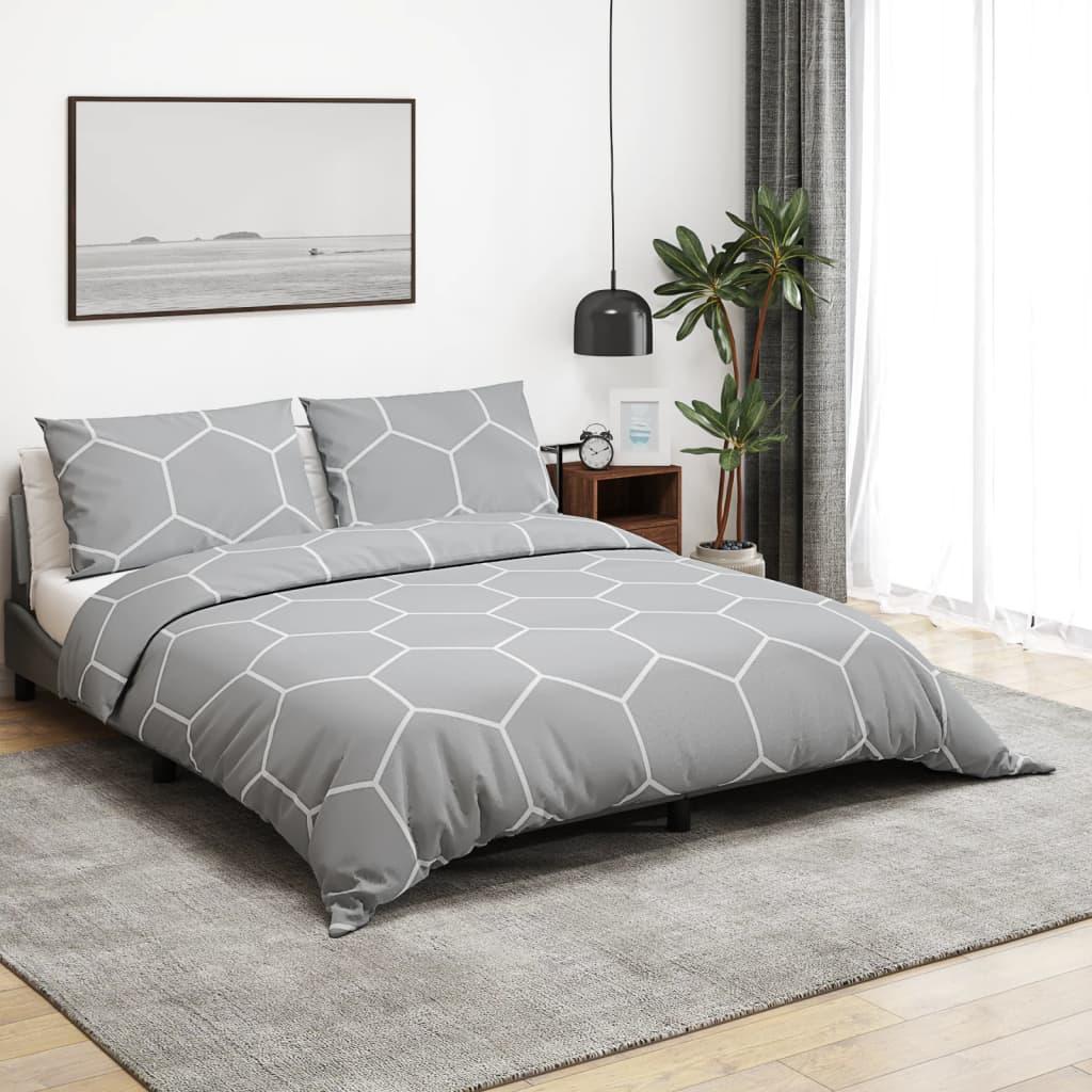 Sengetøjssæt 200 x 200 cm - 100 % bomuld, grå