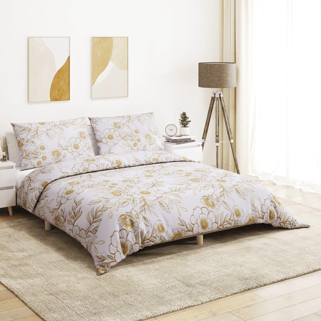 Sengetøj 200x220 cm bomuld hvid og brun