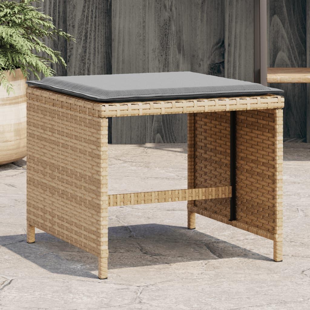 Haveskamler 4 stk. med hynder 41x41x36 cm polyrattan beige billede