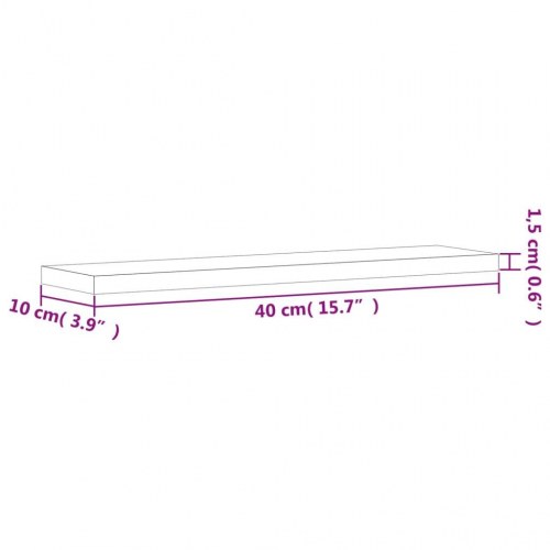 Væghylder 4 stk. - 40×10×1,5 cm i konstrueret træ, røget egetræ