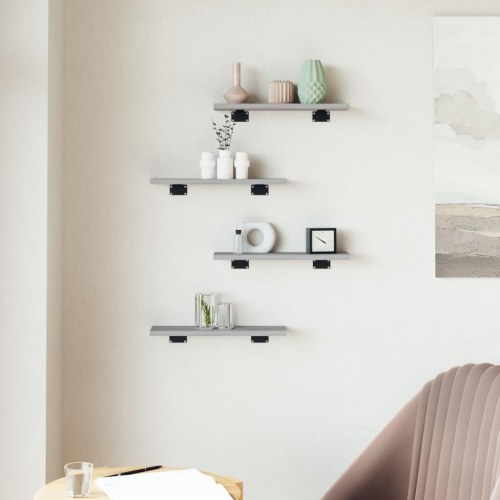 Væghylder 4 stk. - 40×10×1,5 cm i konstrueret træ, grå sonoma-eg