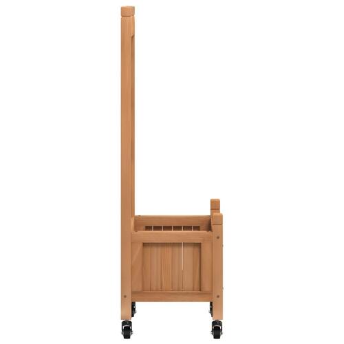 Plantekasse med espalier og hjul massivt fyrretræ brun
