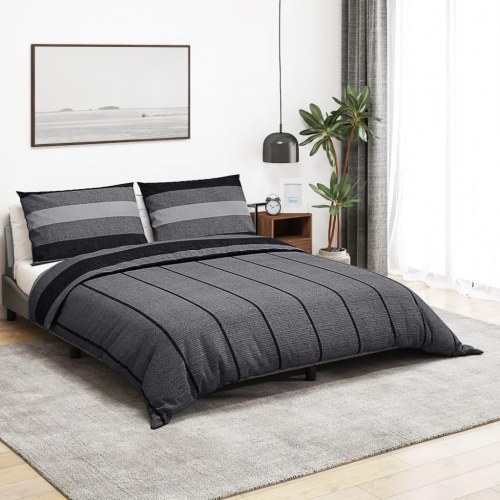 Sengetøjssæt 140×200 cm - 100 % bomuld, mørkegrå