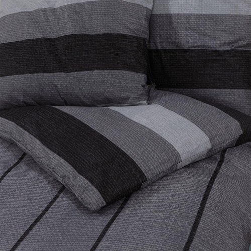 Sengetøjssæt 140×200 cm - 100 % bomuld, mørkegrå