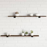 Væghylder 4 stk. 80x50x1,5 cm konstrueret træ røget egetræ