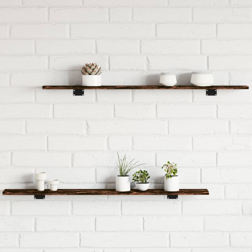 Væghylder 4 stk. 80x50x1,5 cm konstrueret træ røget egetræ