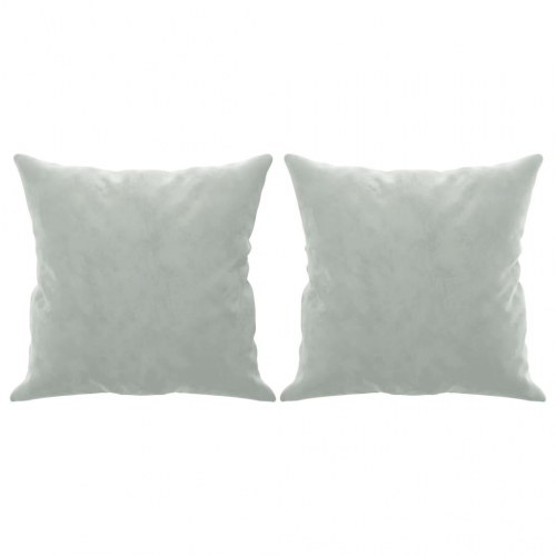 2-personers sofa i velour med pyntepuder - lysegrå, sædebredde 140 cm