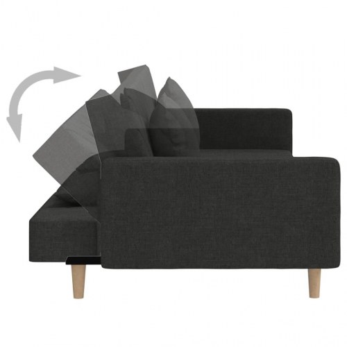 2-personers sovesofa med 2 puder - stof, sort
