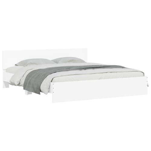 Sengeramme med sengegavl 200x200 cm hvid