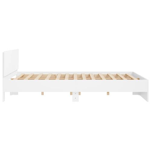 Sengeramme med sengegavl 200x200 cm hvid
