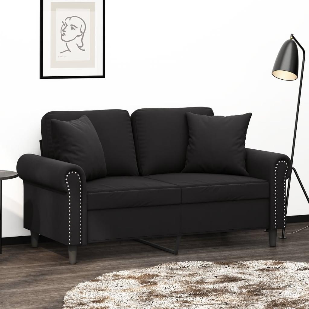3-Personers Sofa Med Pyntepuder Velour - 120 cm / Sort